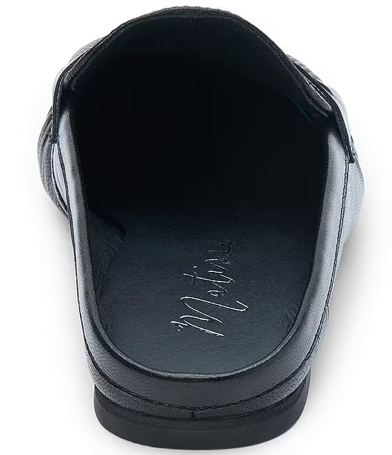 Porta Leather Penny Loafer Mules - Black