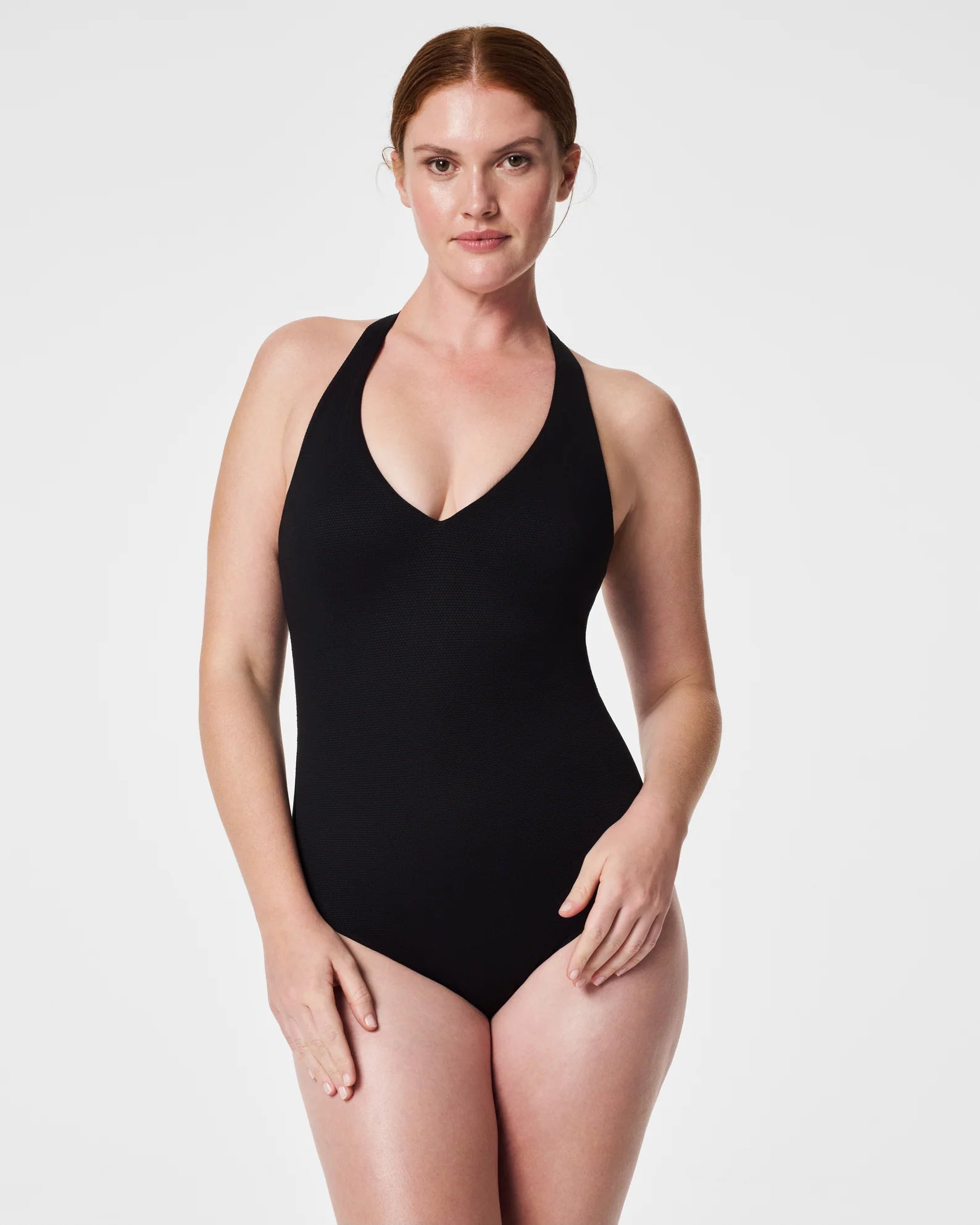 Spanx Pique Shaping Halter One-Piece Swimsuit - Very Black, Blossom  Boutique, Albertville, AL
