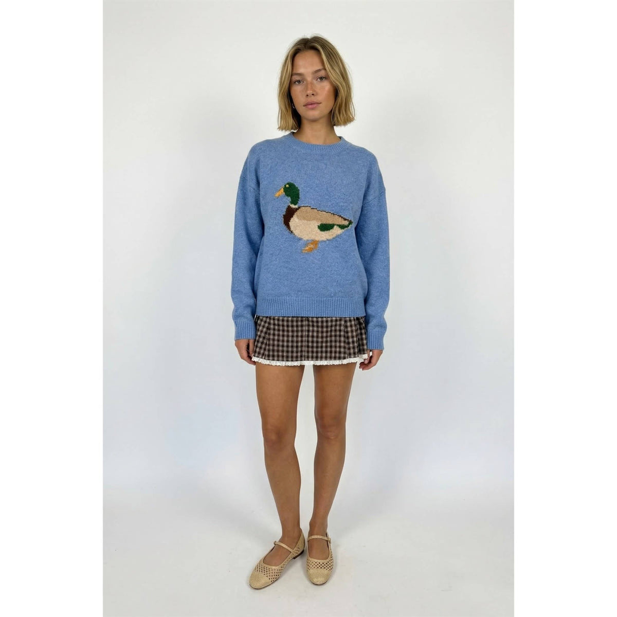 Duck Motif Sweater - Coastal Blue