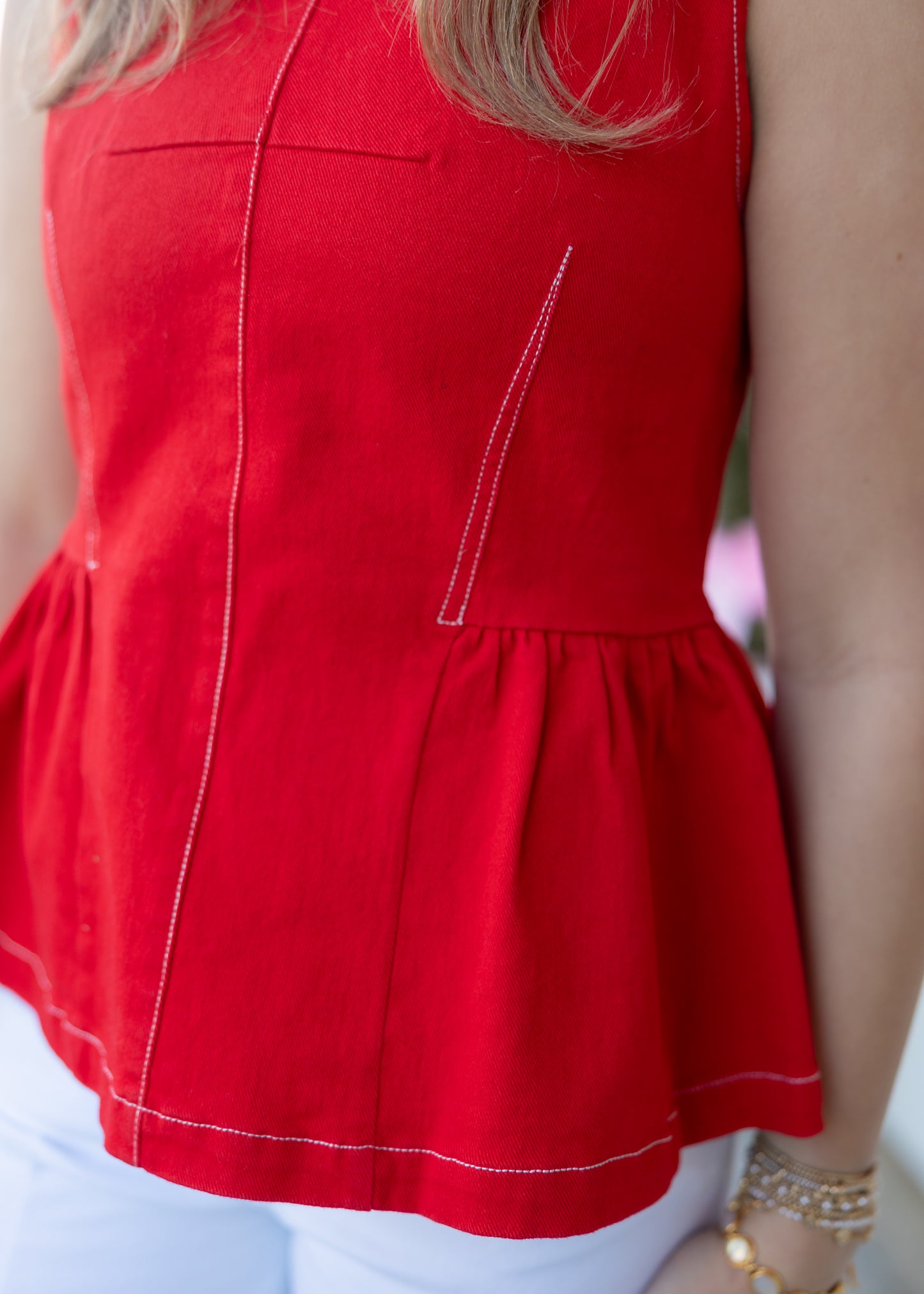 Peplum Tank Top - Red