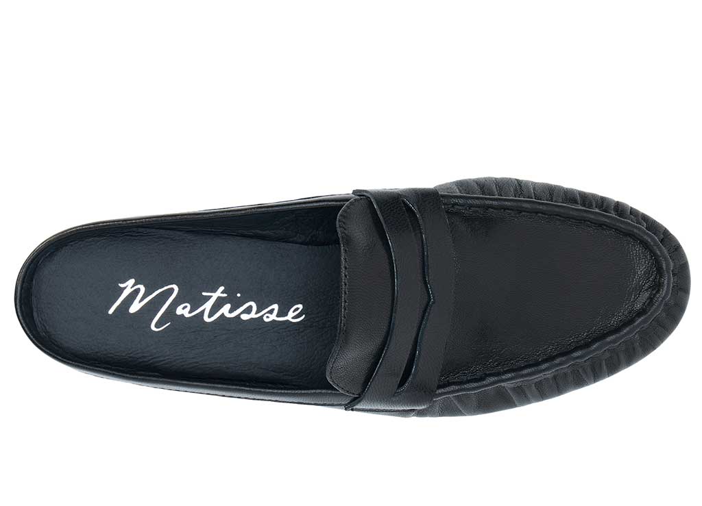 Porta Leather Penny Loafer Mules - Black