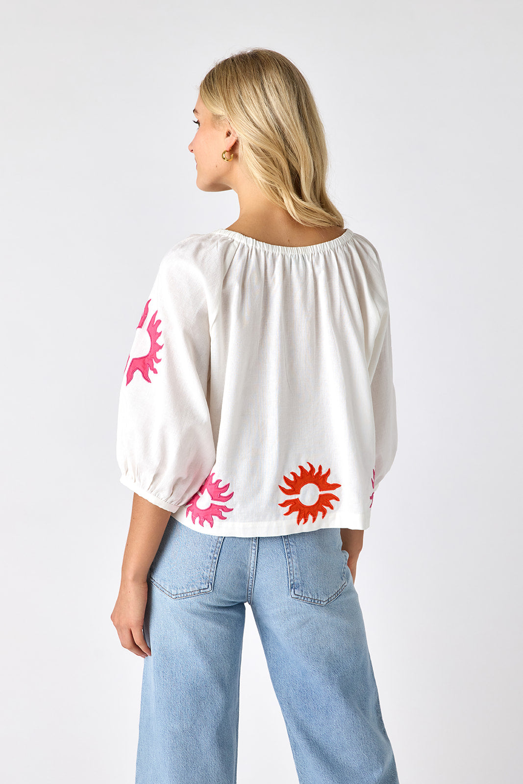 Sadie Top - Coconut with Applique