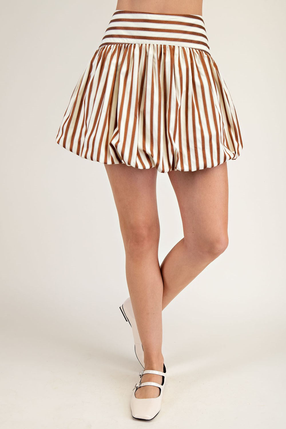 Bubble Hem Skort - Brown