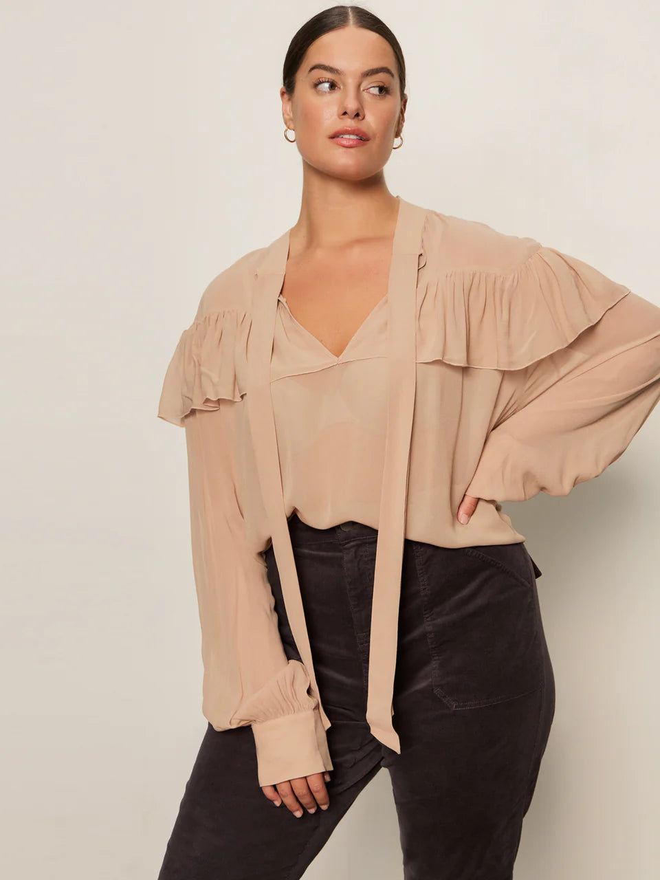Fade Into You Ruffle Blouse - Fawn