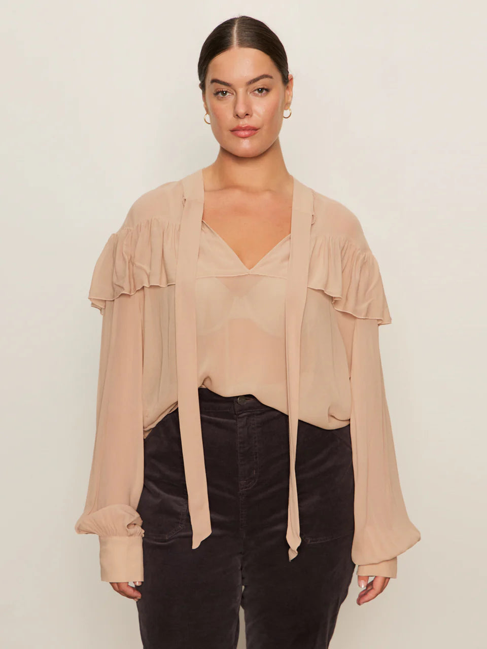 Fade Into You Ruffle Blouse - Fawn