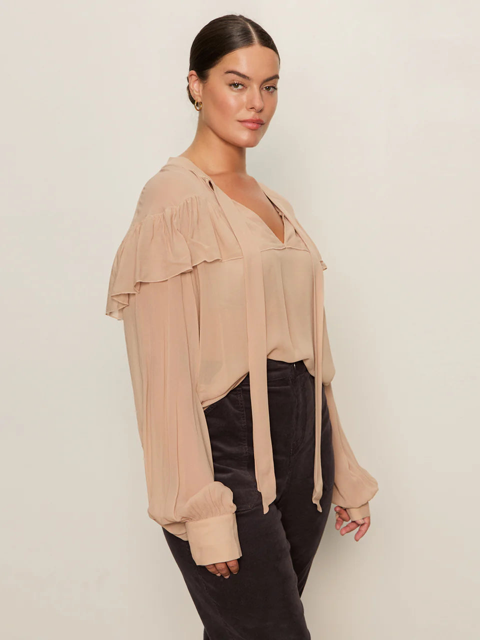 Fade Into You Ruffle Blouse - Fawn