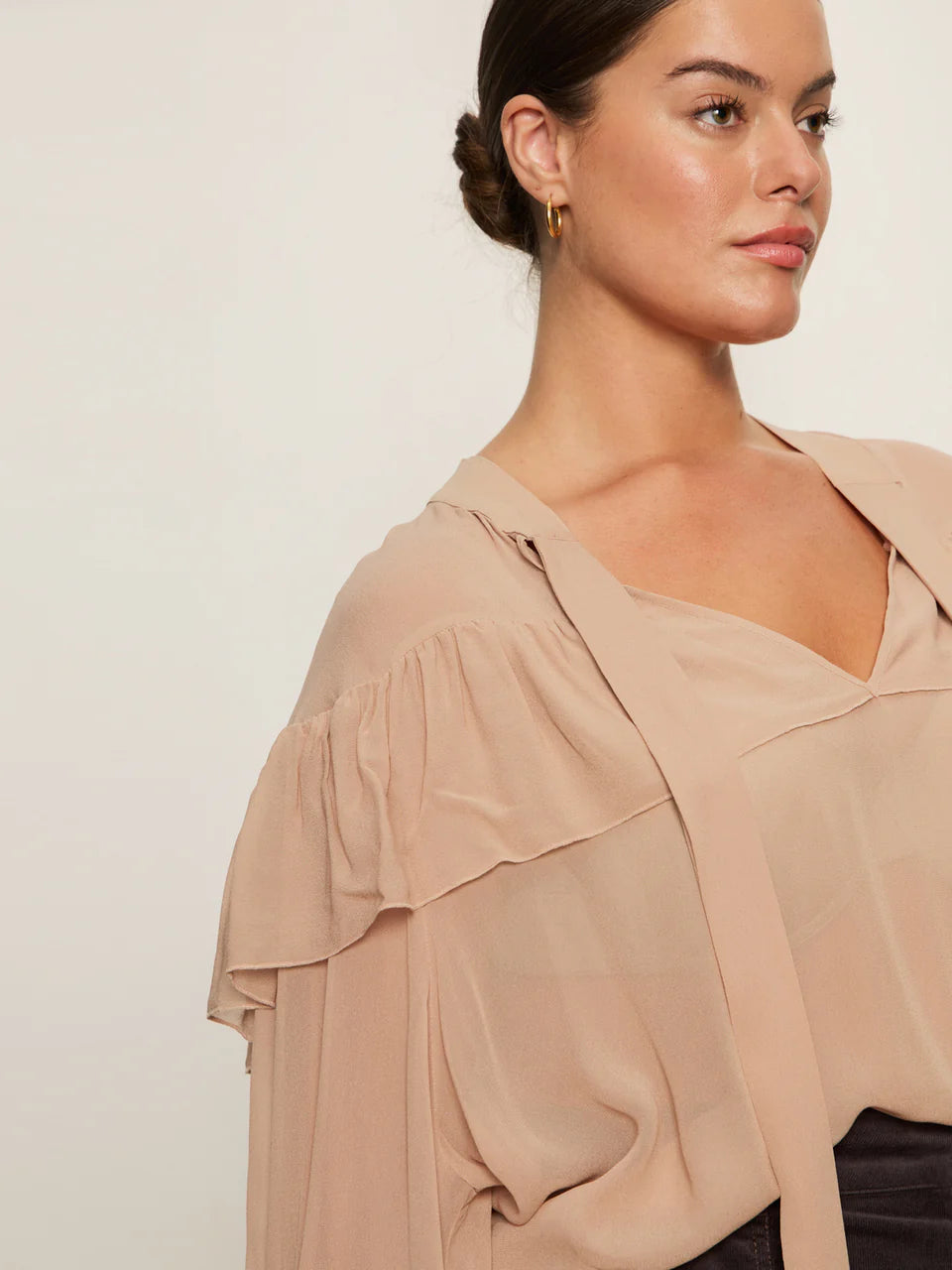 Fade Into You Ruffle Blouse - Fawn