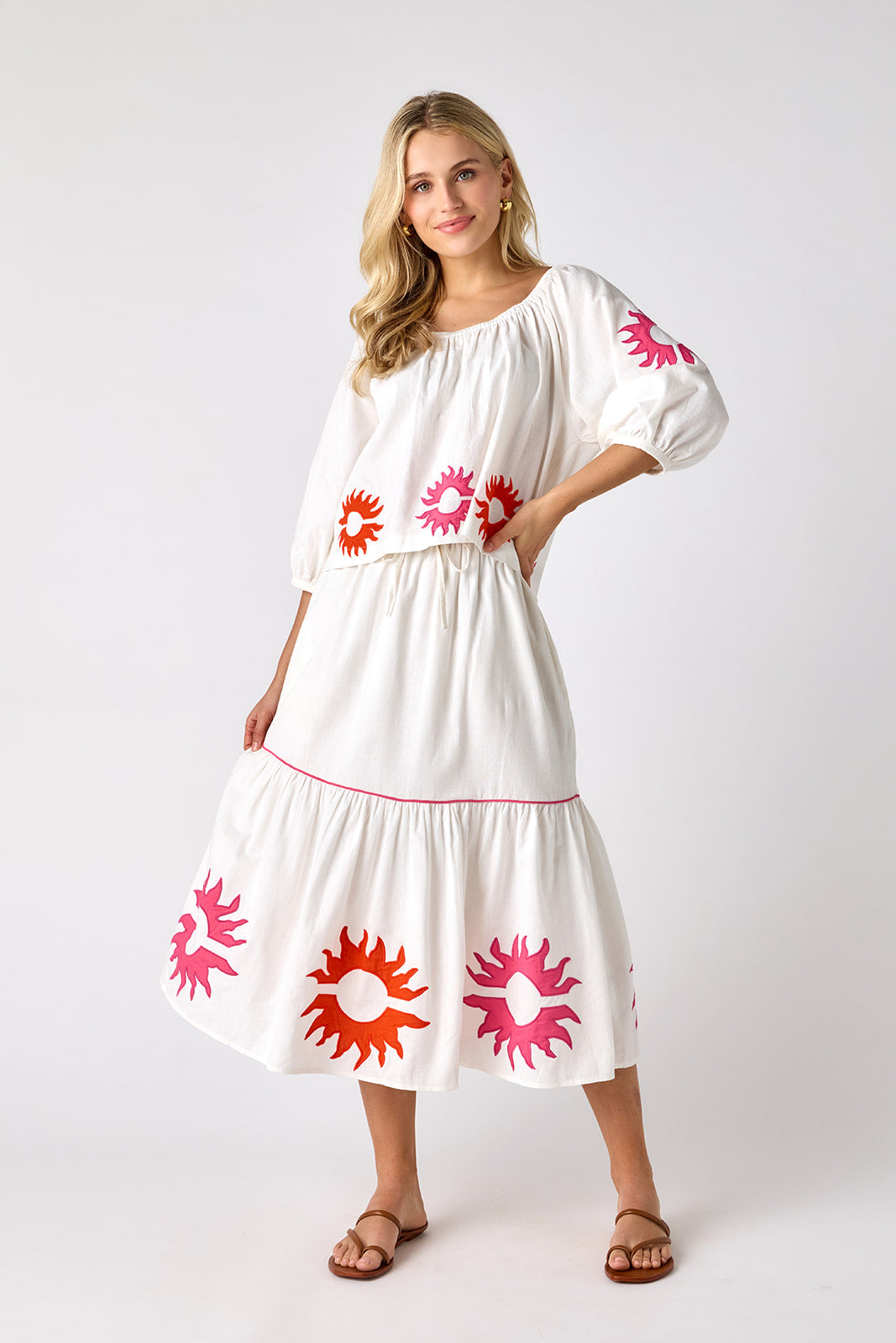 Sadie Top - Coconut with Applique