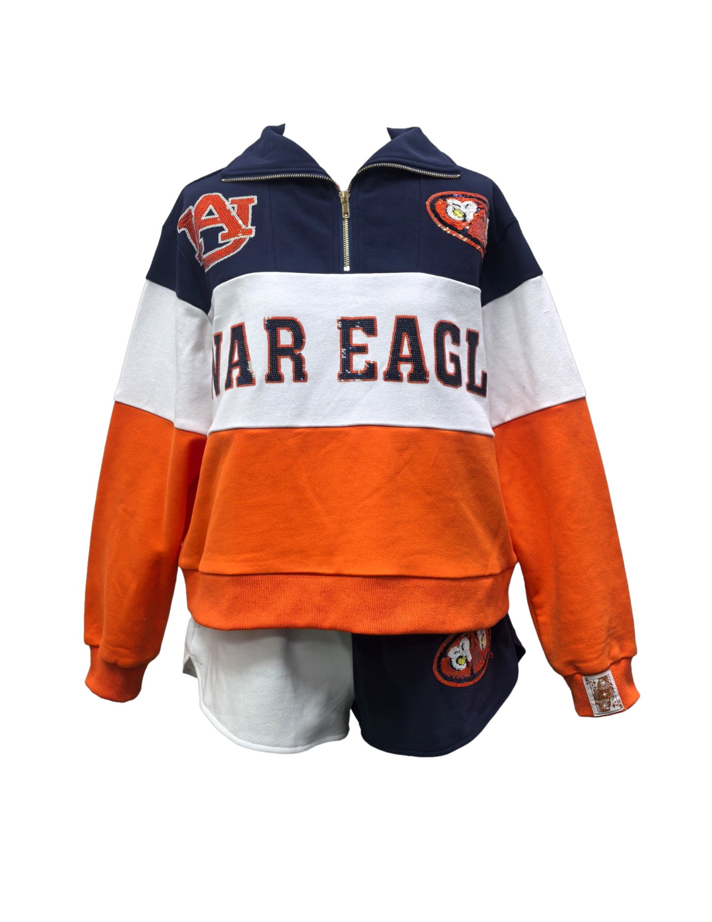Queen of Sparkles Licensed Auburn Quarter Zip Colorblock Sweatshirt