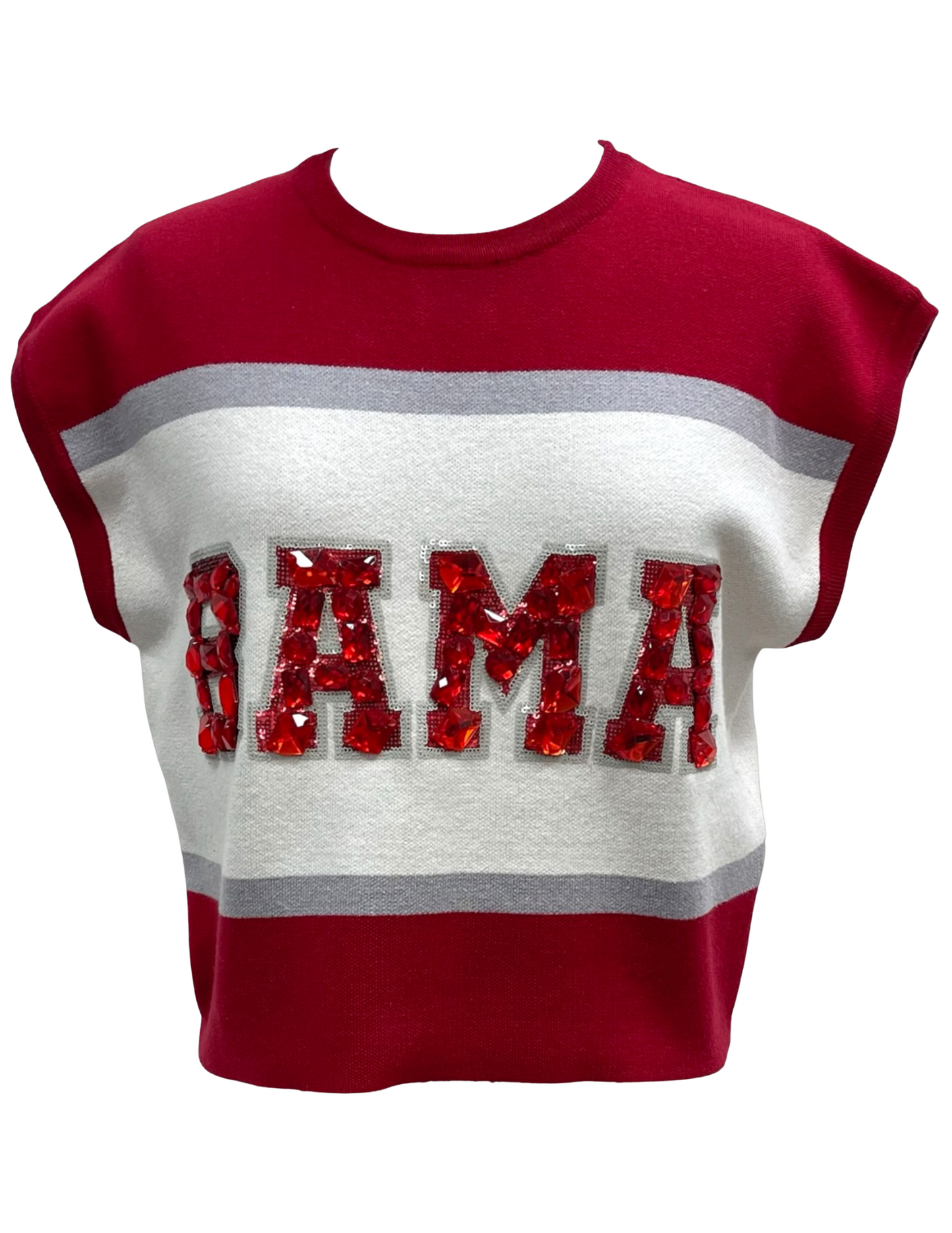 Queen of Sparkles Licensed 'Bama' Colorblock Jewel Letter Short Sleeve Sweater