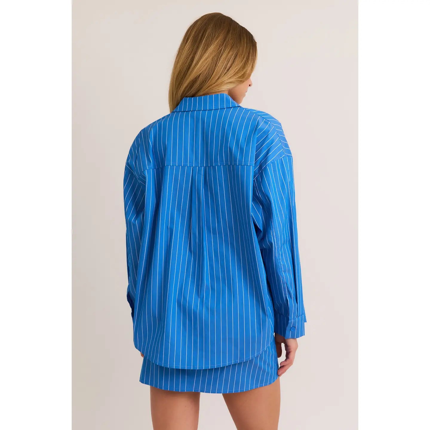 Striped Oversized Shirt - Blue/White Stripe