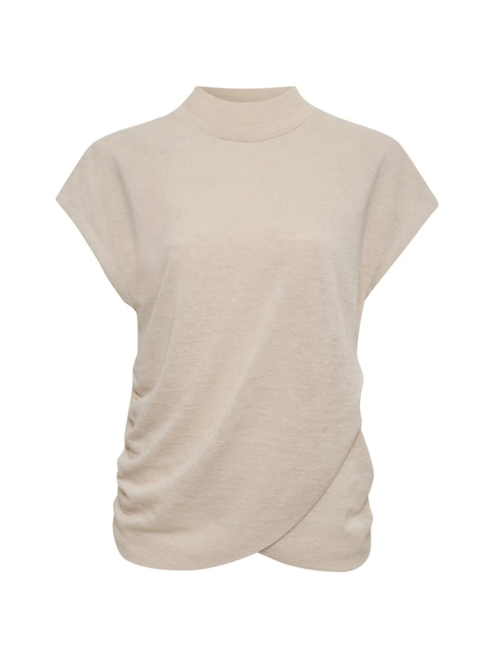 Draped Sleeveless Mockneck Top - Mother of Pearl
