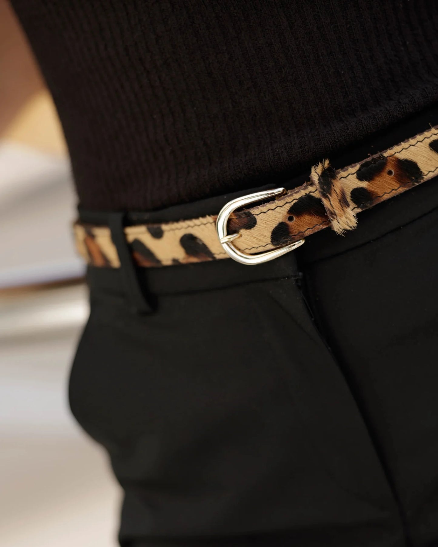 Dania Skinny Cow Hair Belt - Leopard