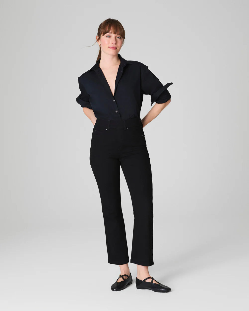 Spanx EveryWear Kick Flare Jeans - Clean Black