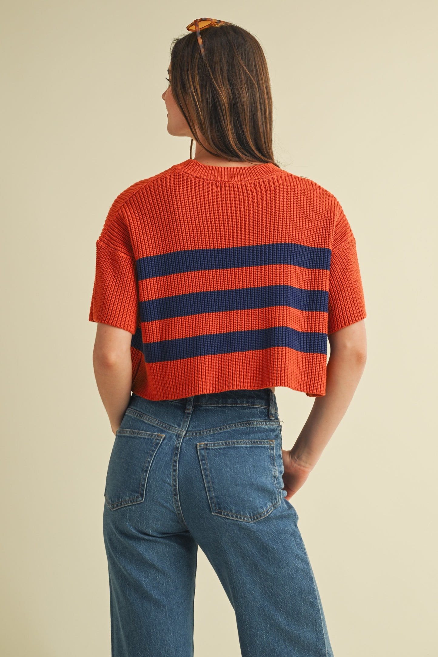 Stripe Sweater Top - Burnt Orange/Navy