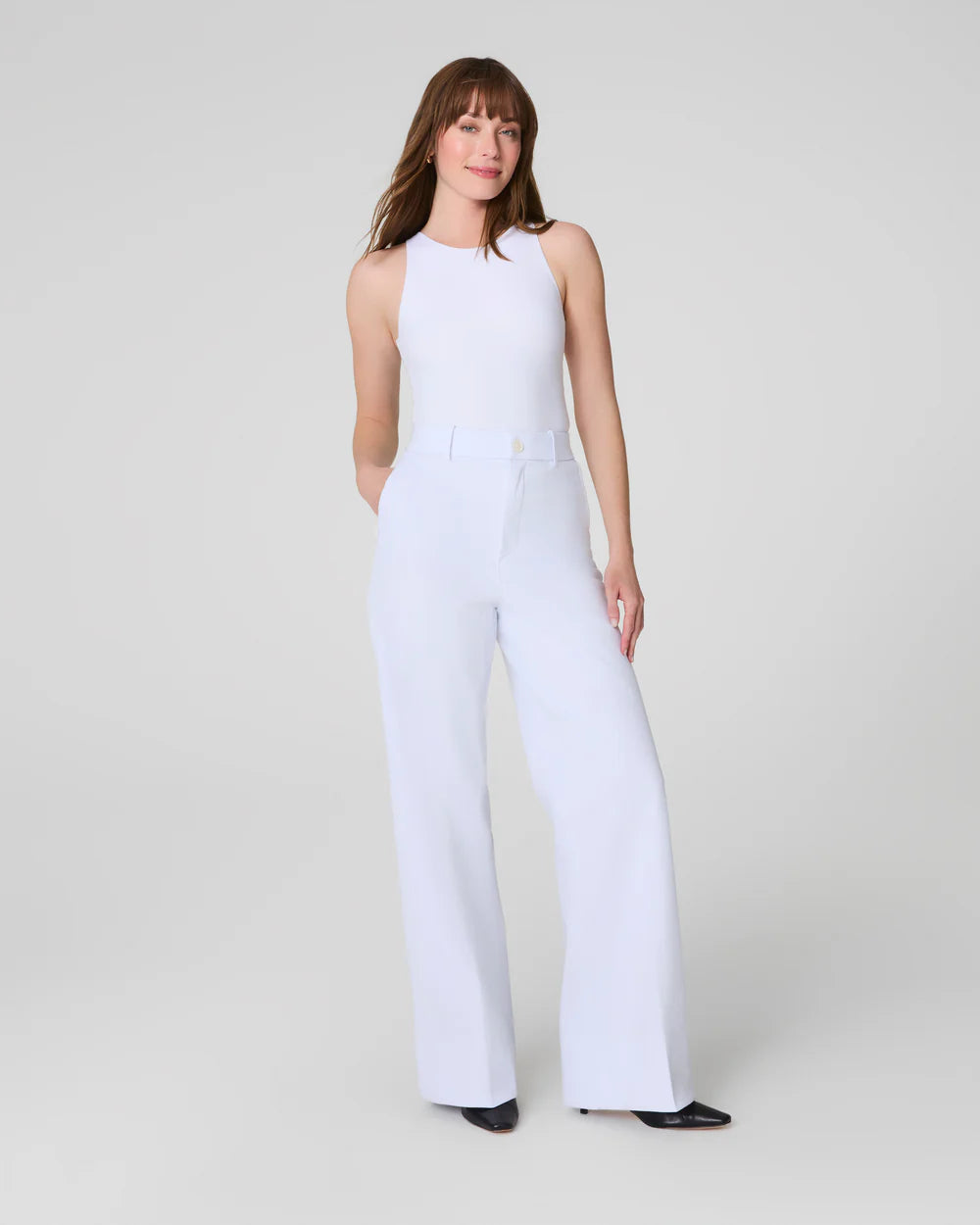 Spanx Stretch Twill Wide Leg Pant - Classic White