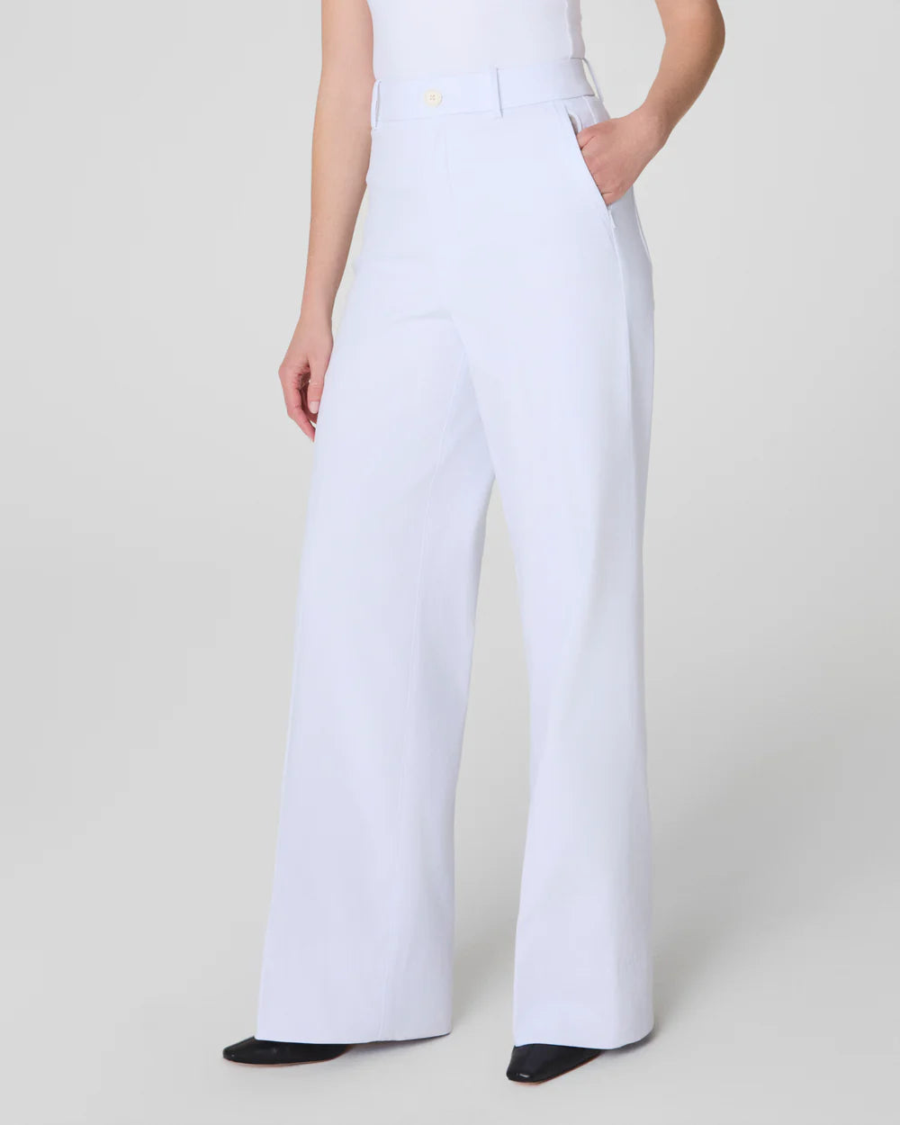Spanx Stretch Twill Wide Leg Pant - Classic White