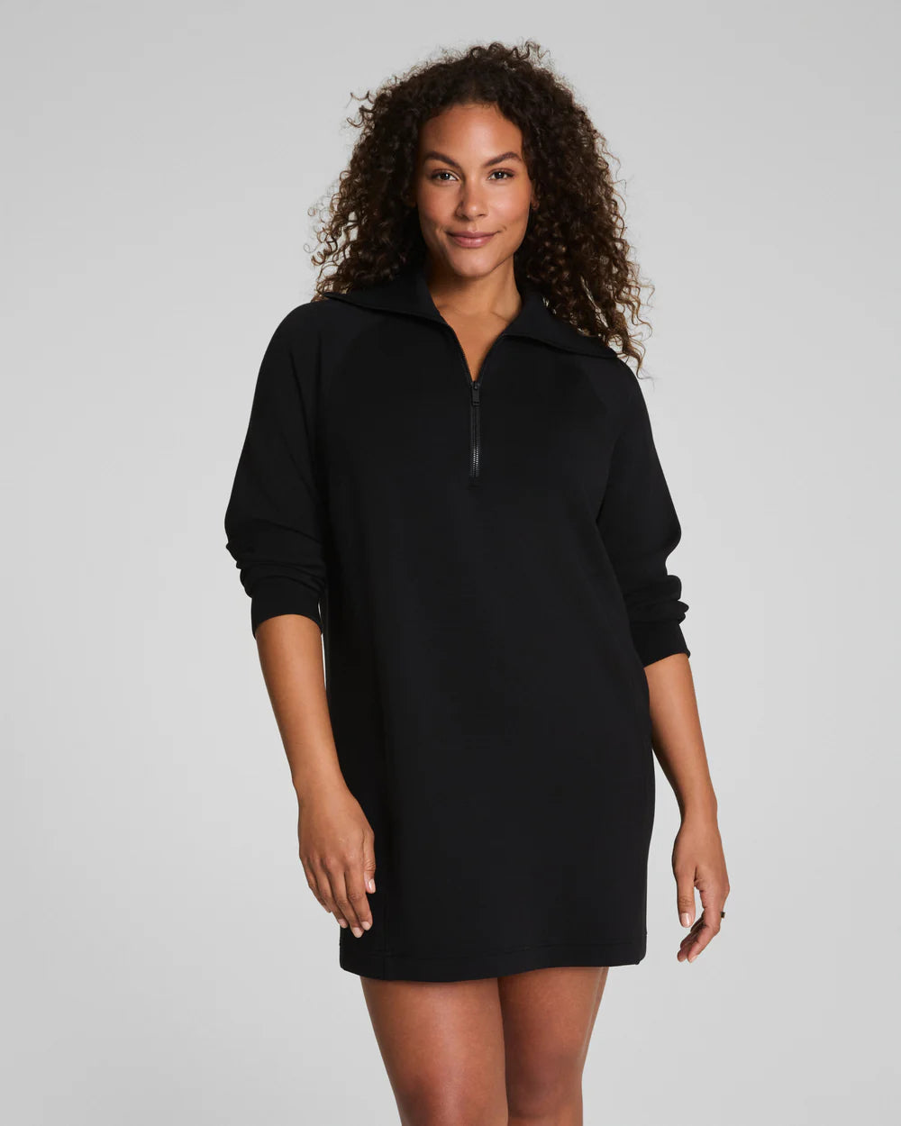 Spanx AirEssentials Half Zip Dress - Very Black