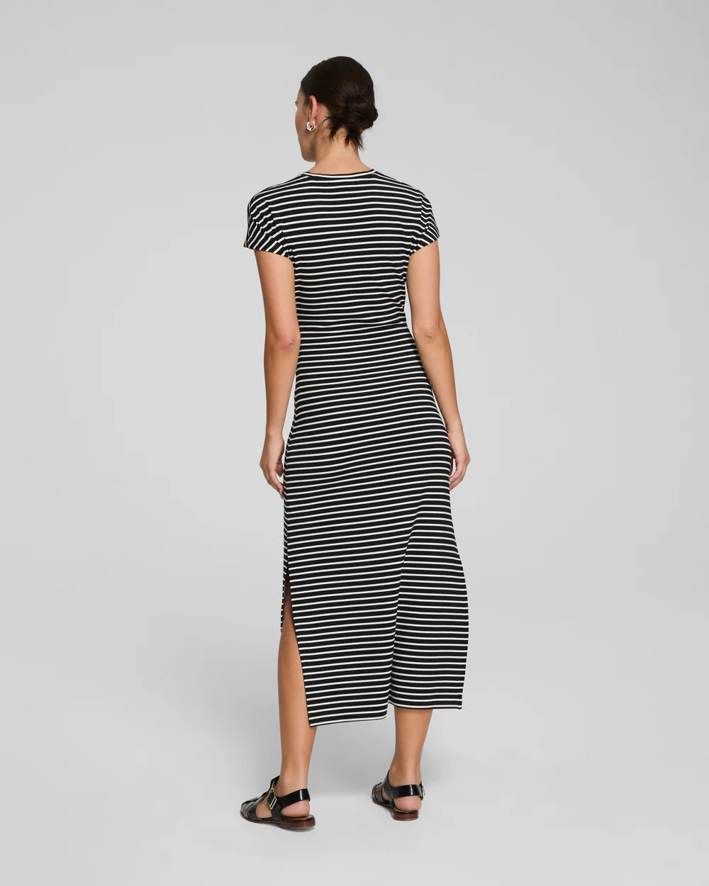 Spanx AirEssentials Tie Waist Maxi Dress - Very Black Stripe