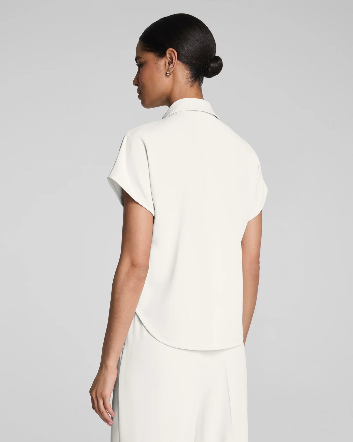 Spanx CarryOn Collared Tee Shirt - Linen Ivory