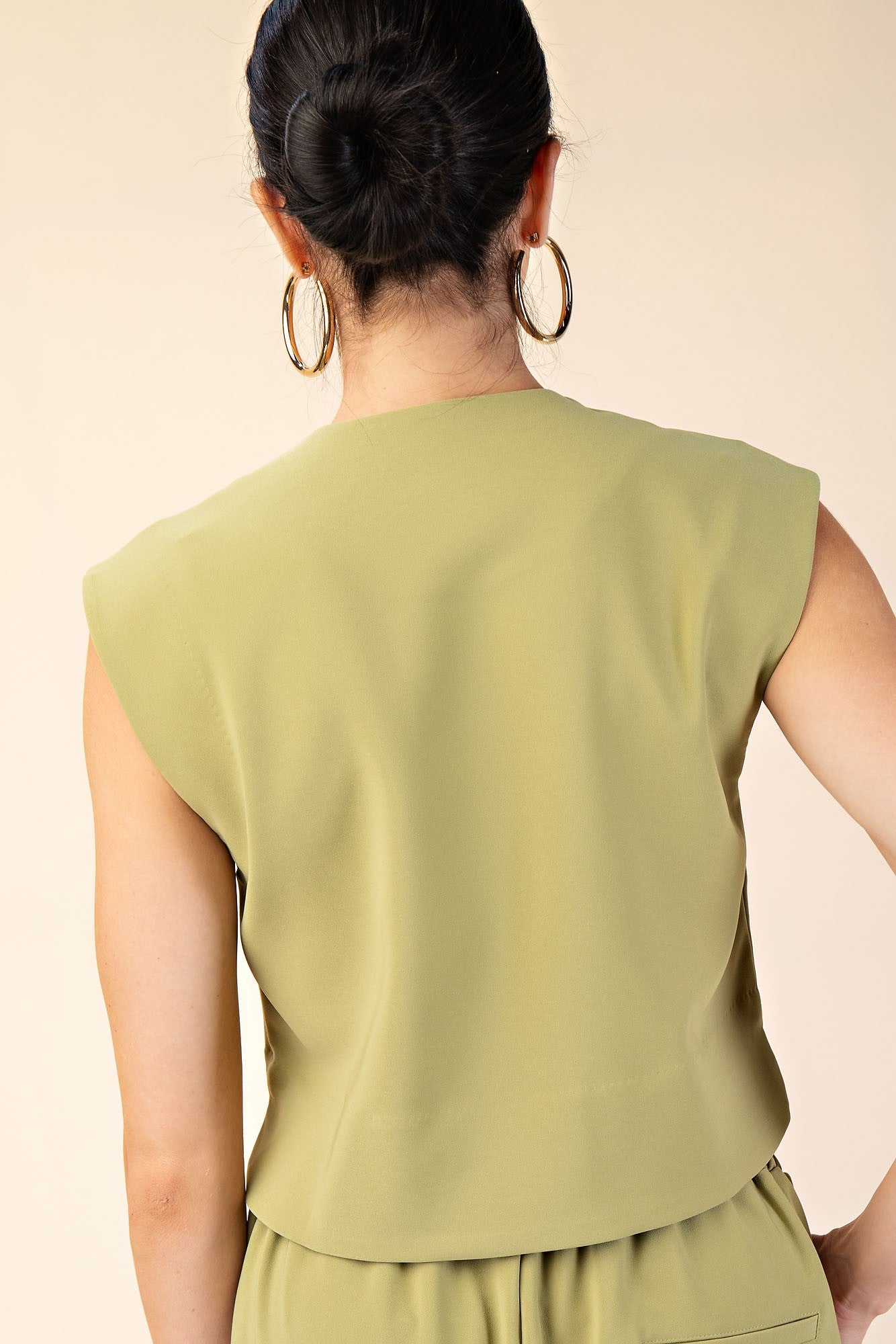 Buttoned Vest Top - Sage