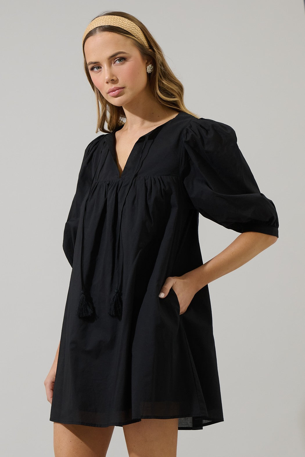 Chila Babydoll Mini Dress - Black