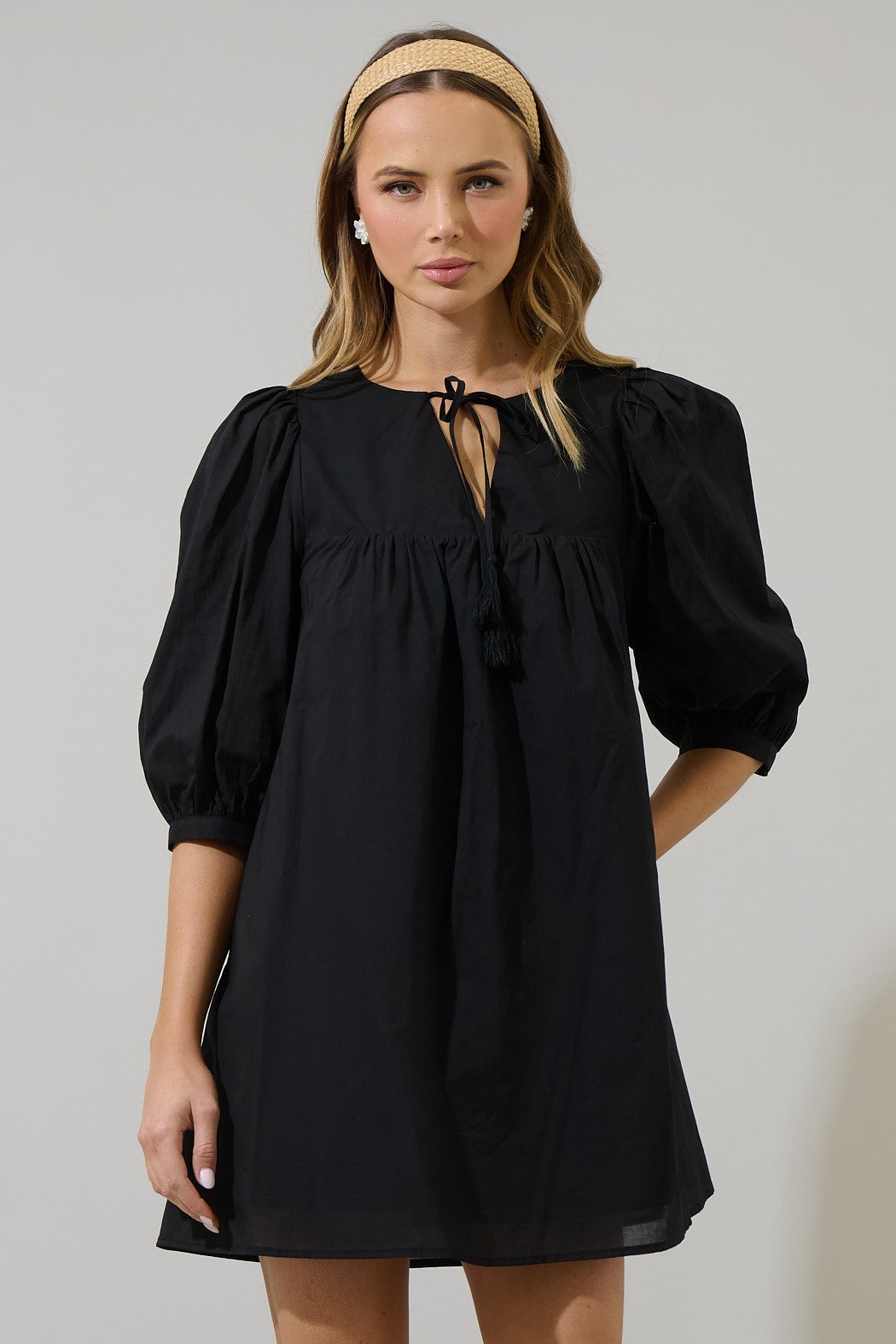 Chila Babydoll Mini Dress - Black