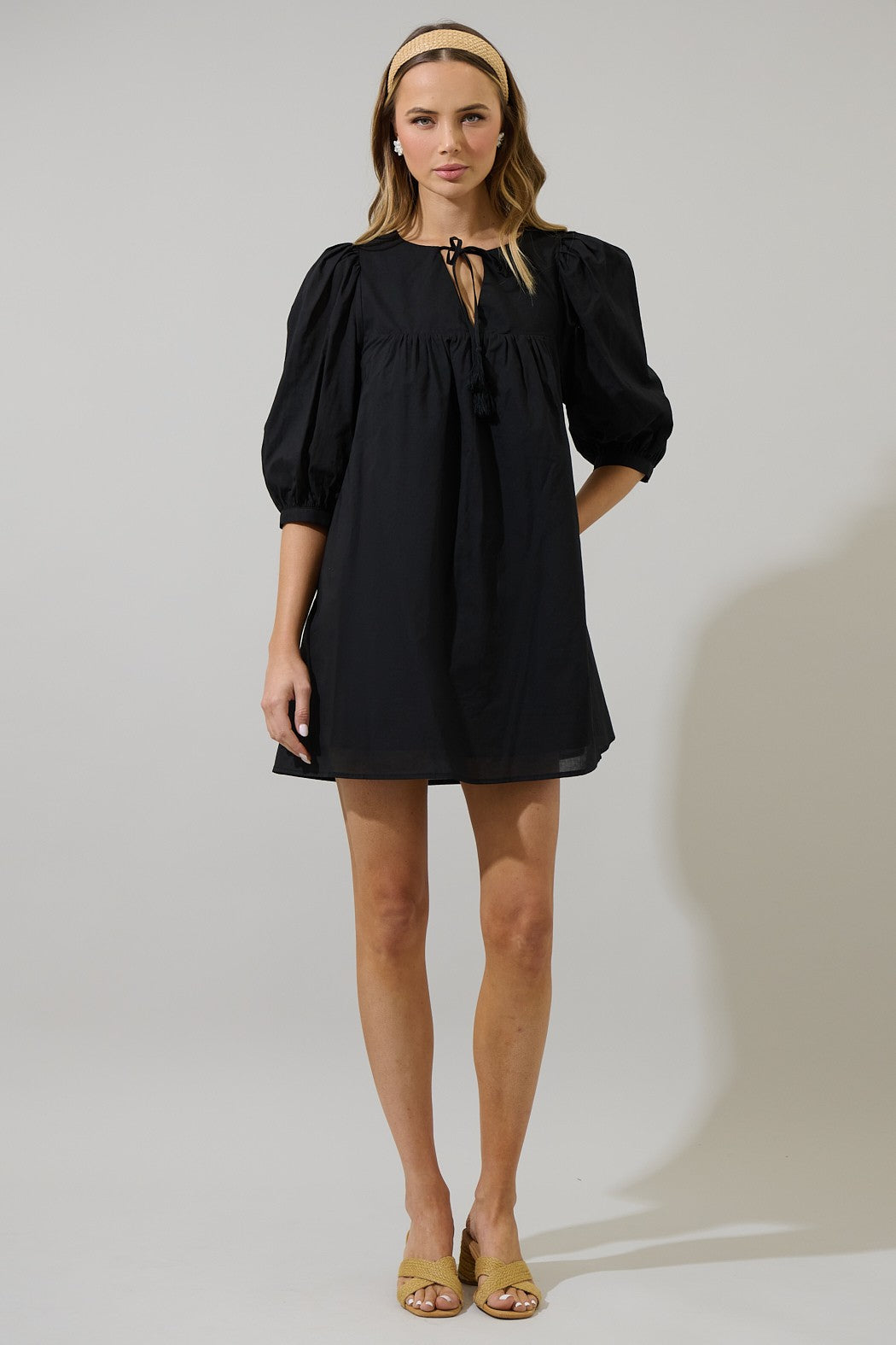 Chila Babydoll Mini Dress - Black