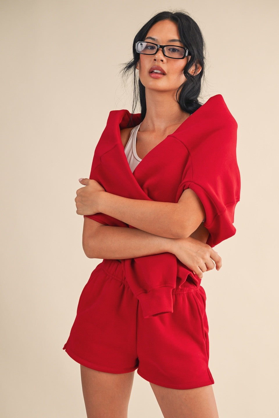 Cozy Fleece Sweatshorts - Cherry