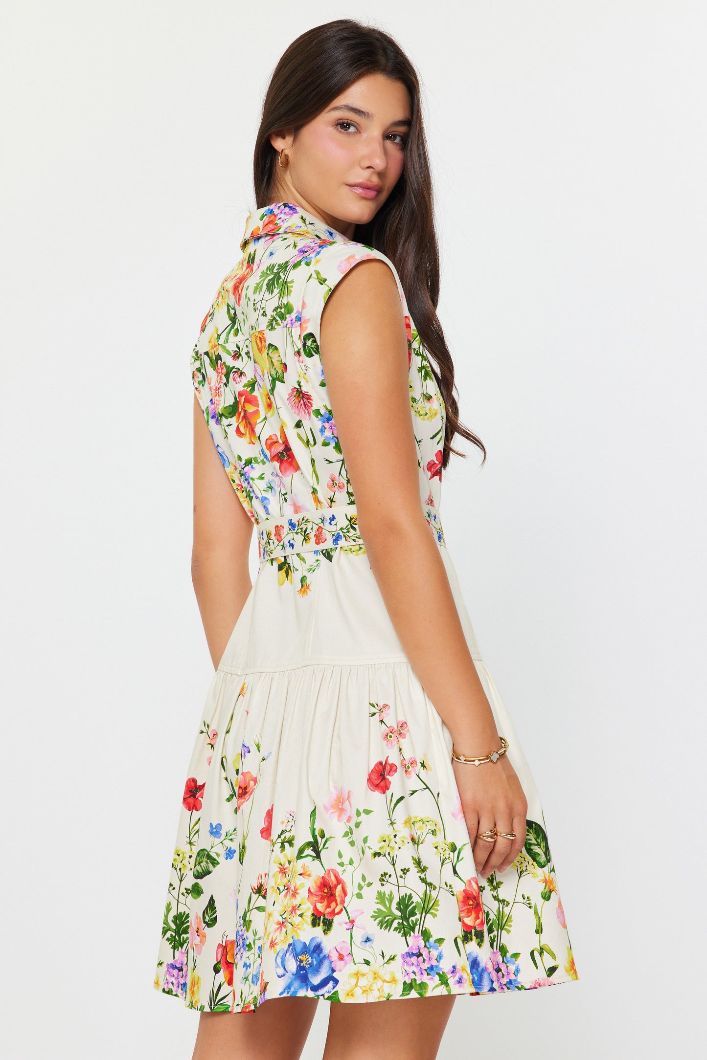 Floral Printed Shirt Mini Dress - Multi