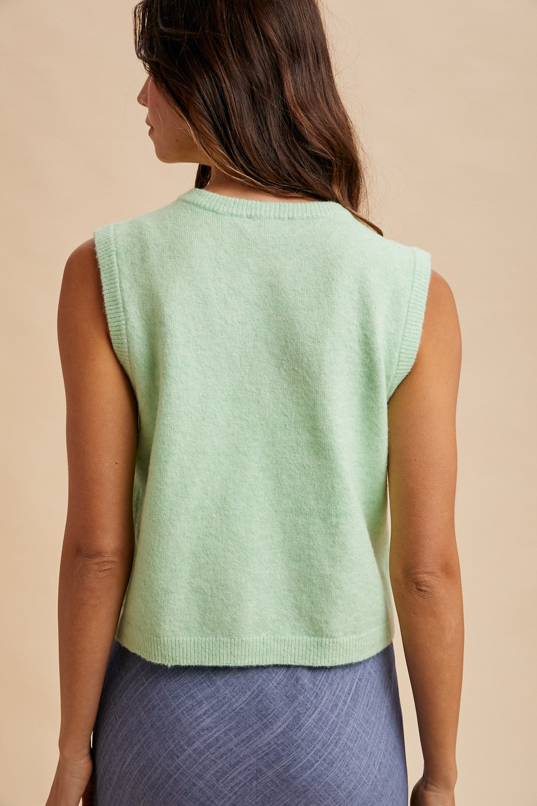 Button Down Sweater Vest - Lime