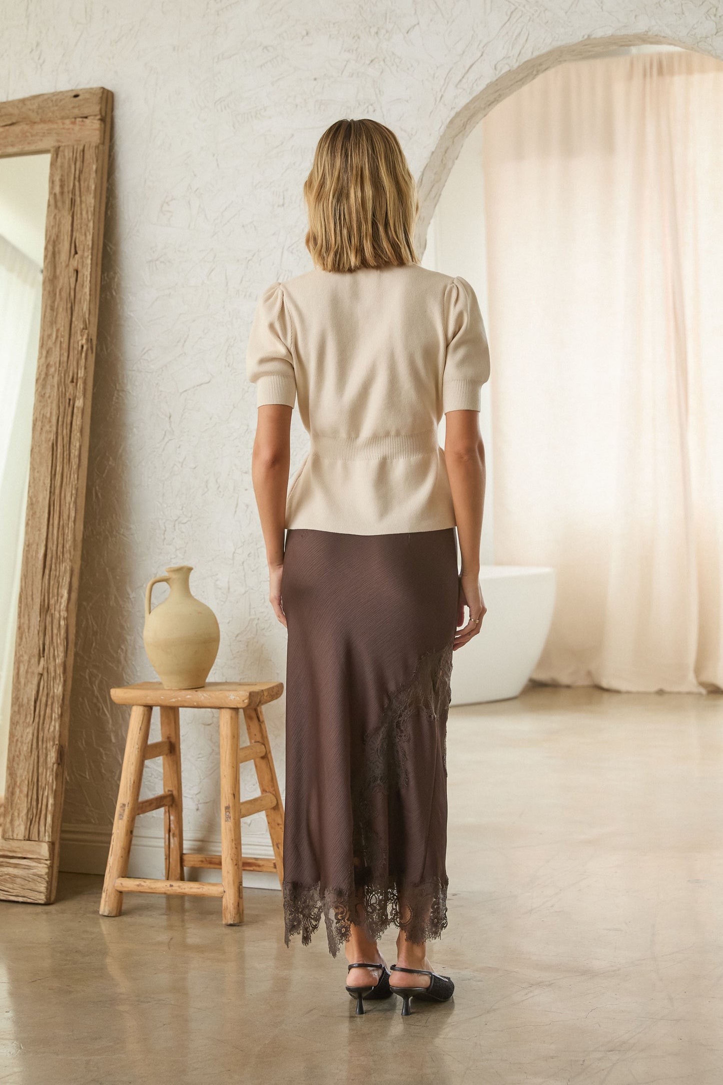 Ribbed Short Sleeve Cardigan - Ivory