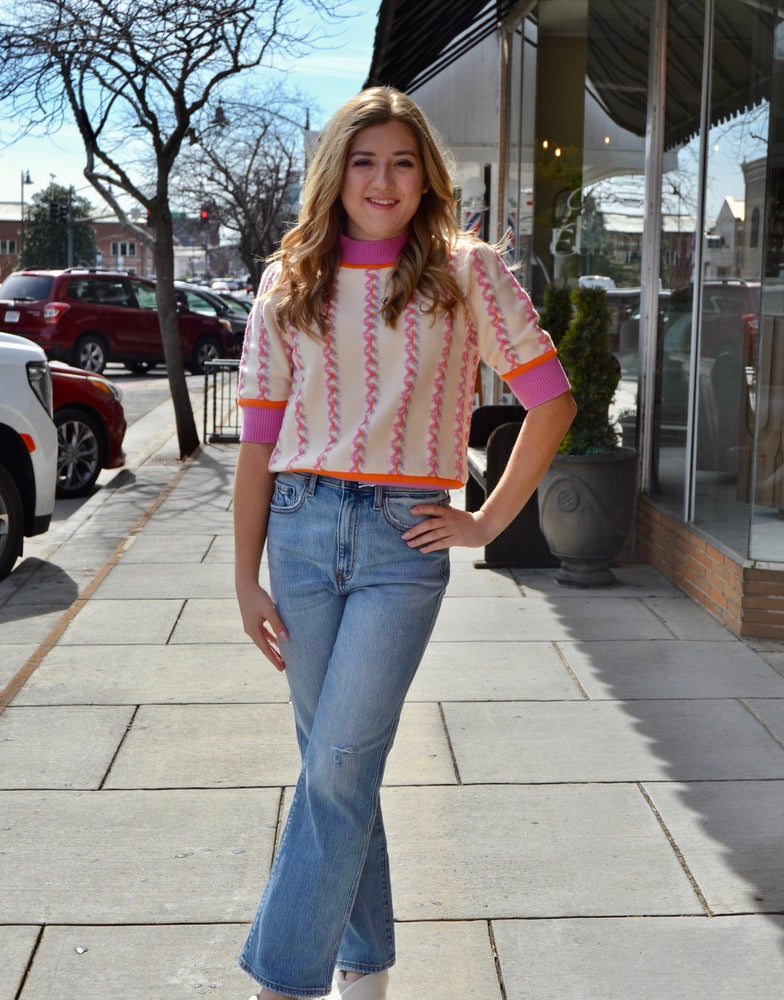 Short Sleeve Knit Top - Cream