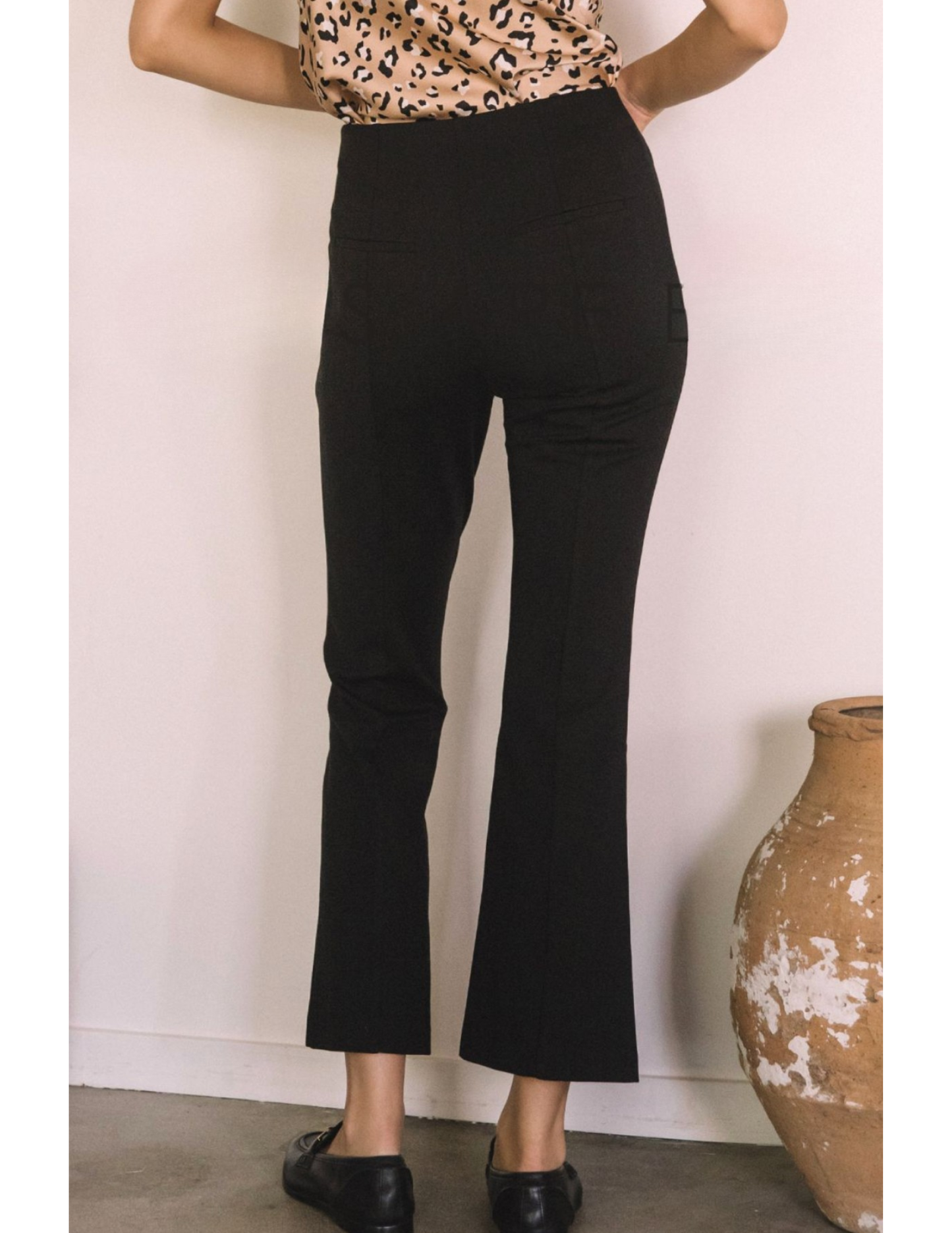 Ponte Kick Flare Cropped Pants - Black