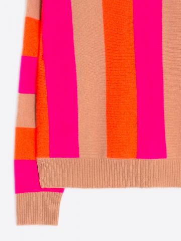 Fabiola Vertical Stripes Sweater - Beige/Orange/Pink
