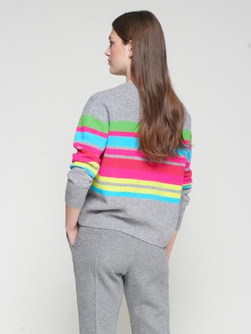 Striped Sweater - Neon Grey Multicolor