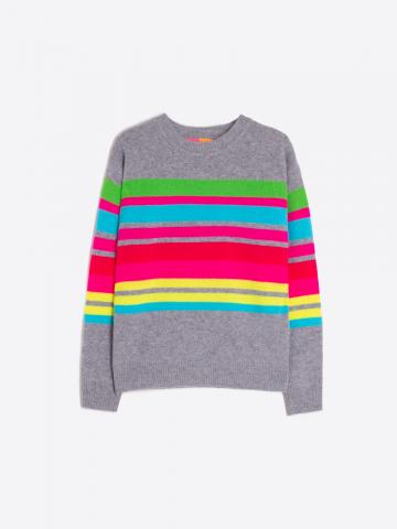 Striped Sweater - Neon Grey Multicolor