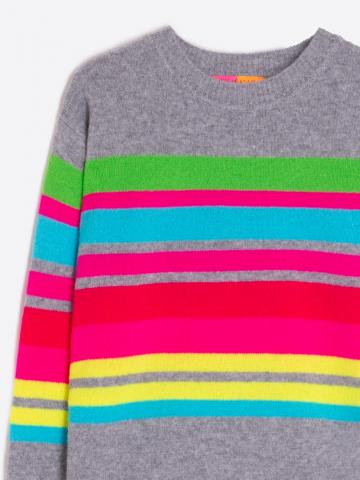 Striped Sweater - Neon Grey Multicolor