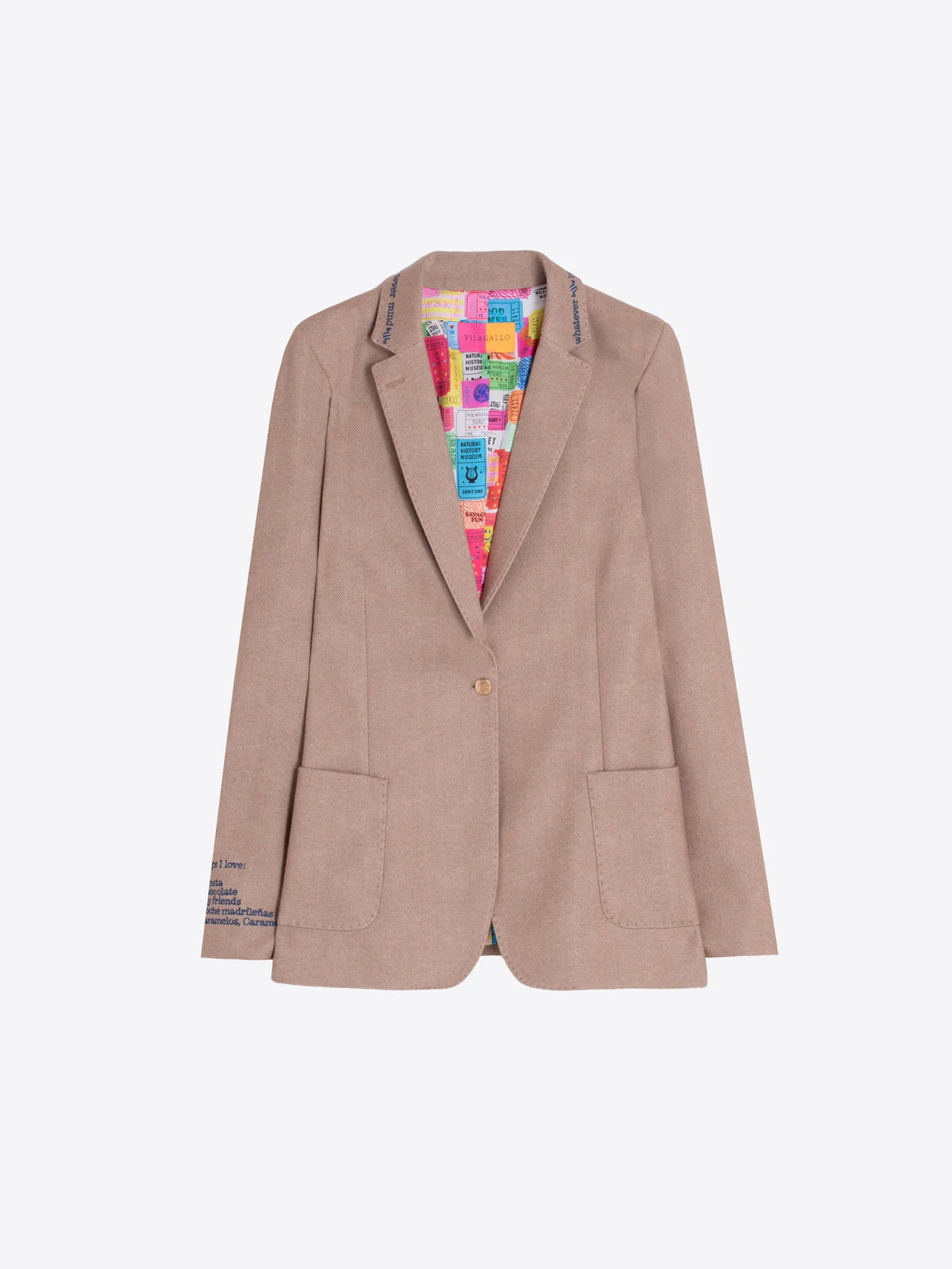 Herringbone Blazer - Camel Beige