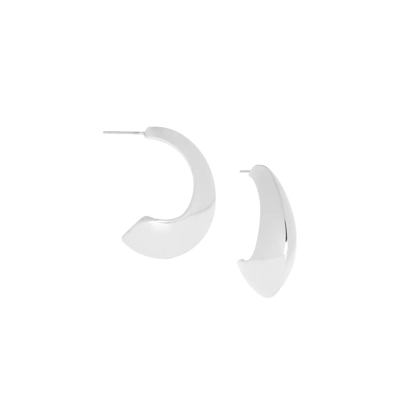 Large Elongated Dome Earring - Silver