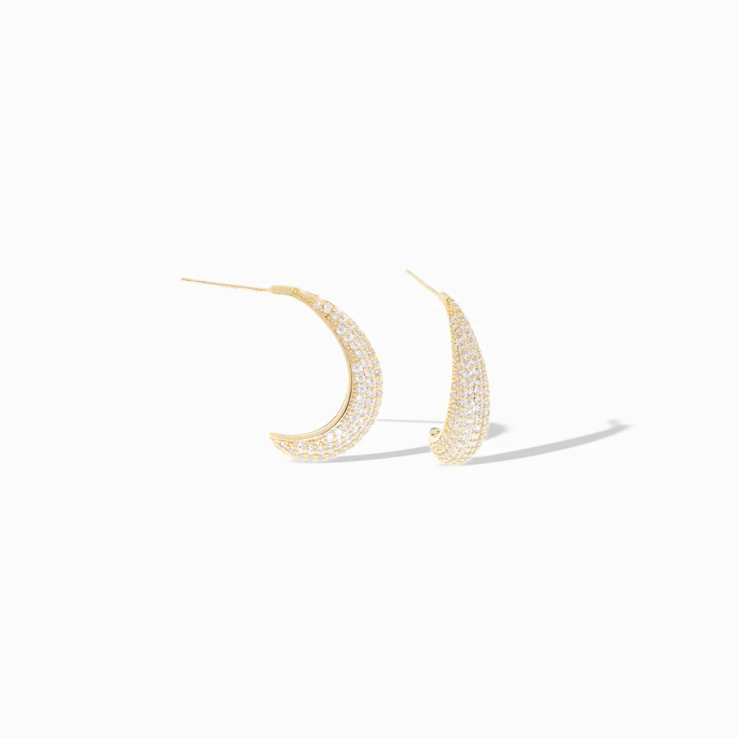 Pave Elongated Post Hoop Earring - Gold