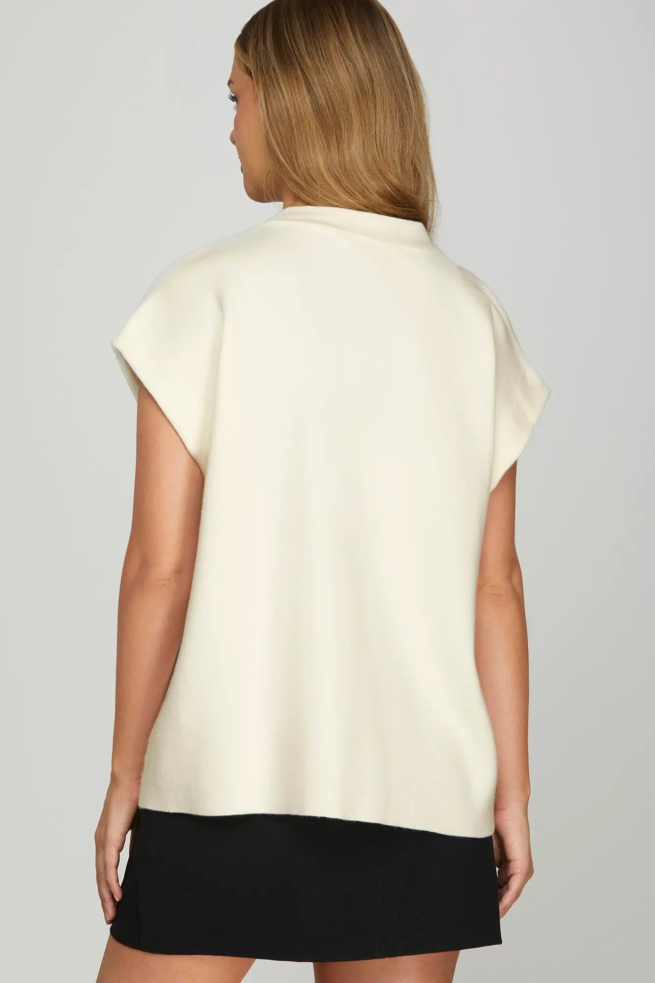 Single Button Sweater Vest - Cream