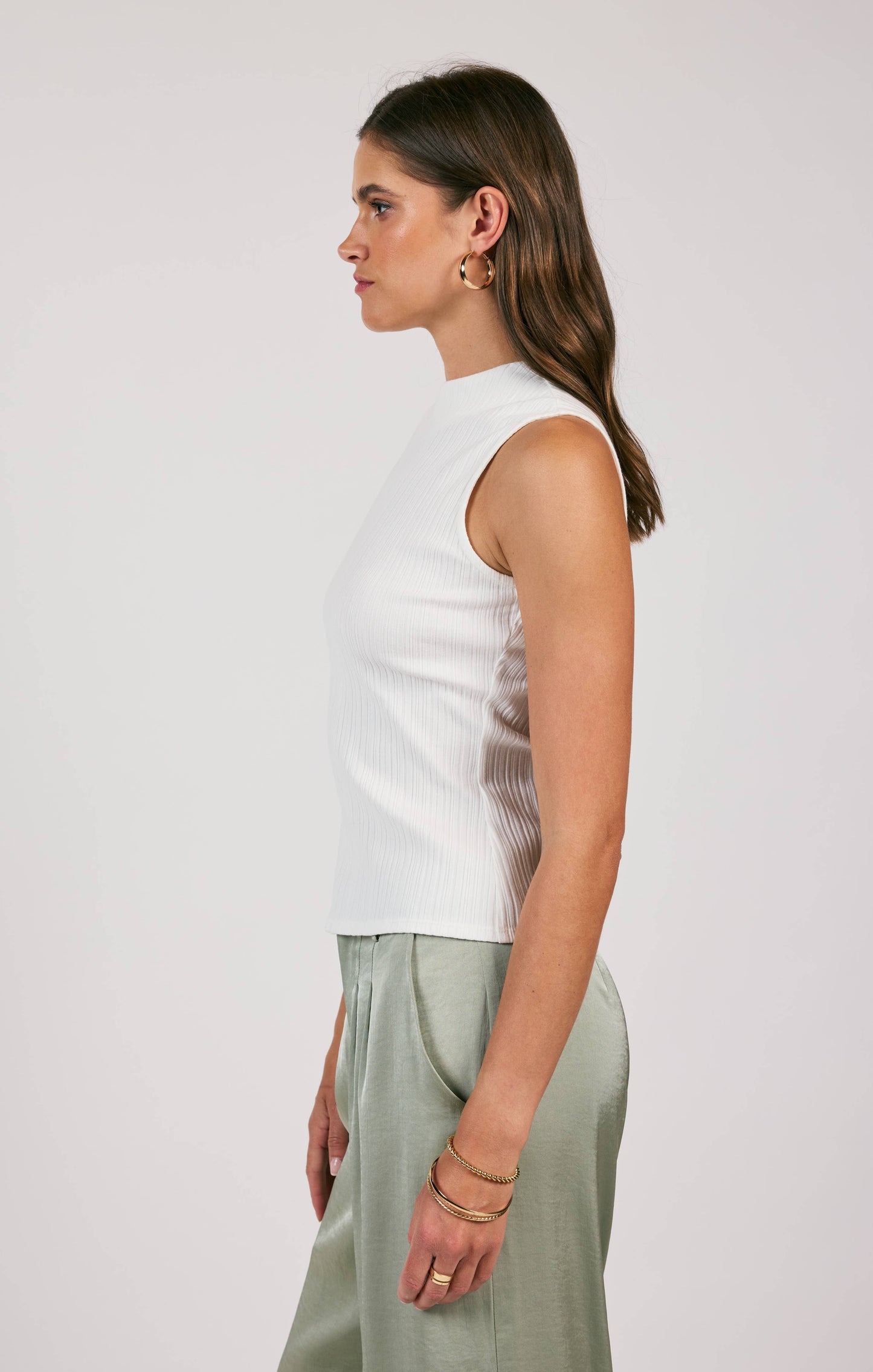 Take A Walk Mockneck Tank - Off White