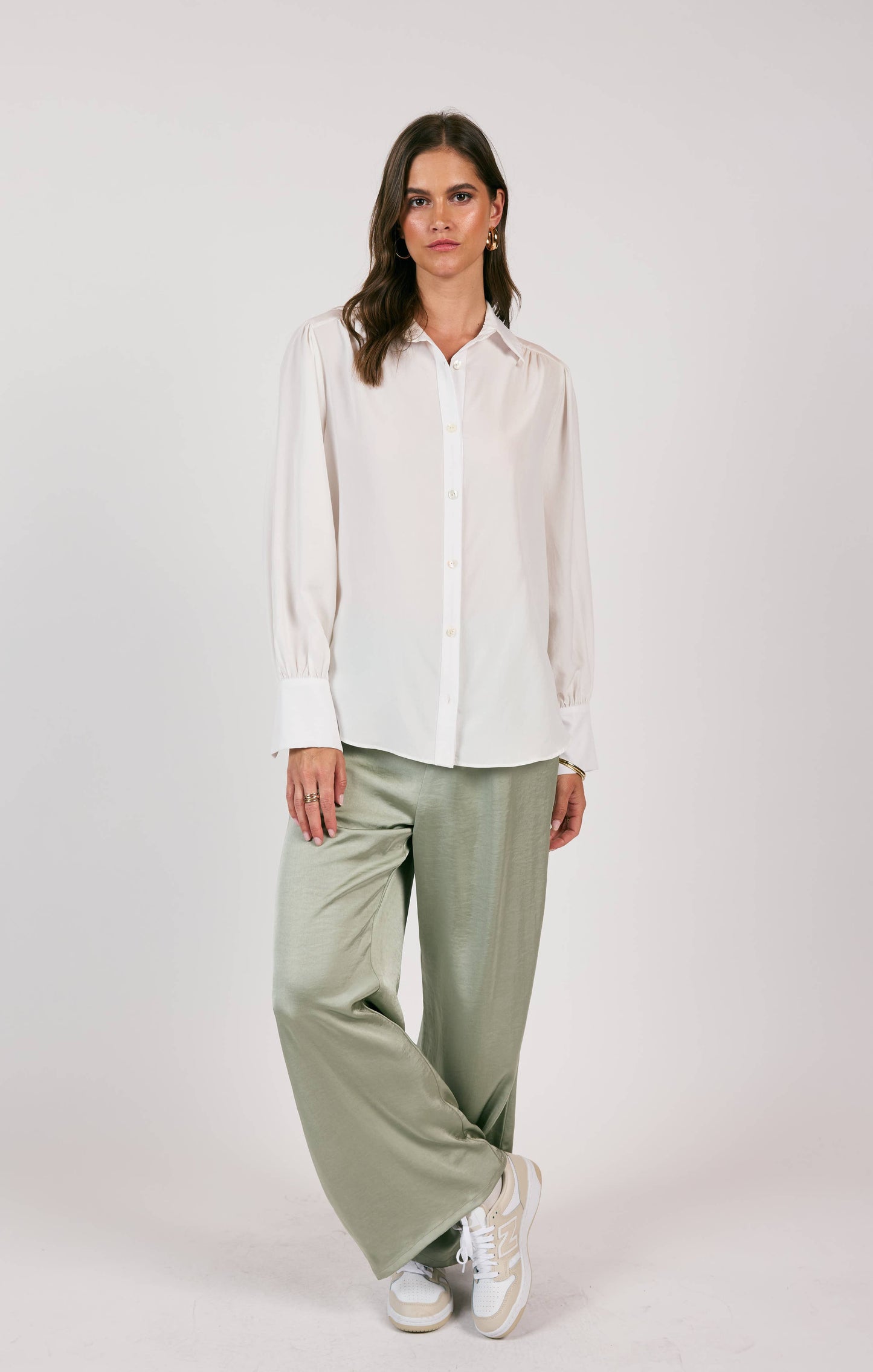 Stillness Yoked Splitcuff Buttondown Shirt - White