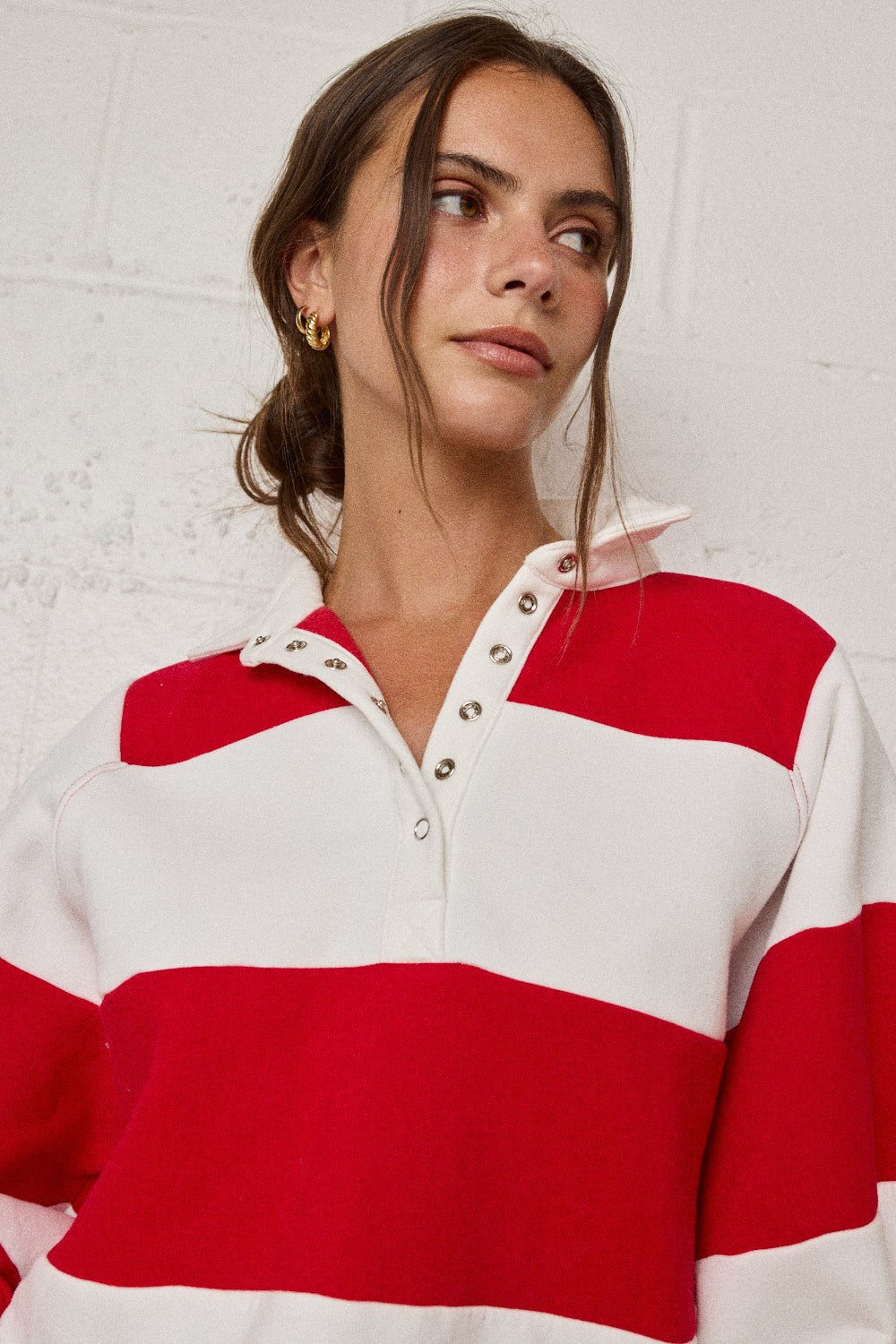 Everly Striped Pullover - Red