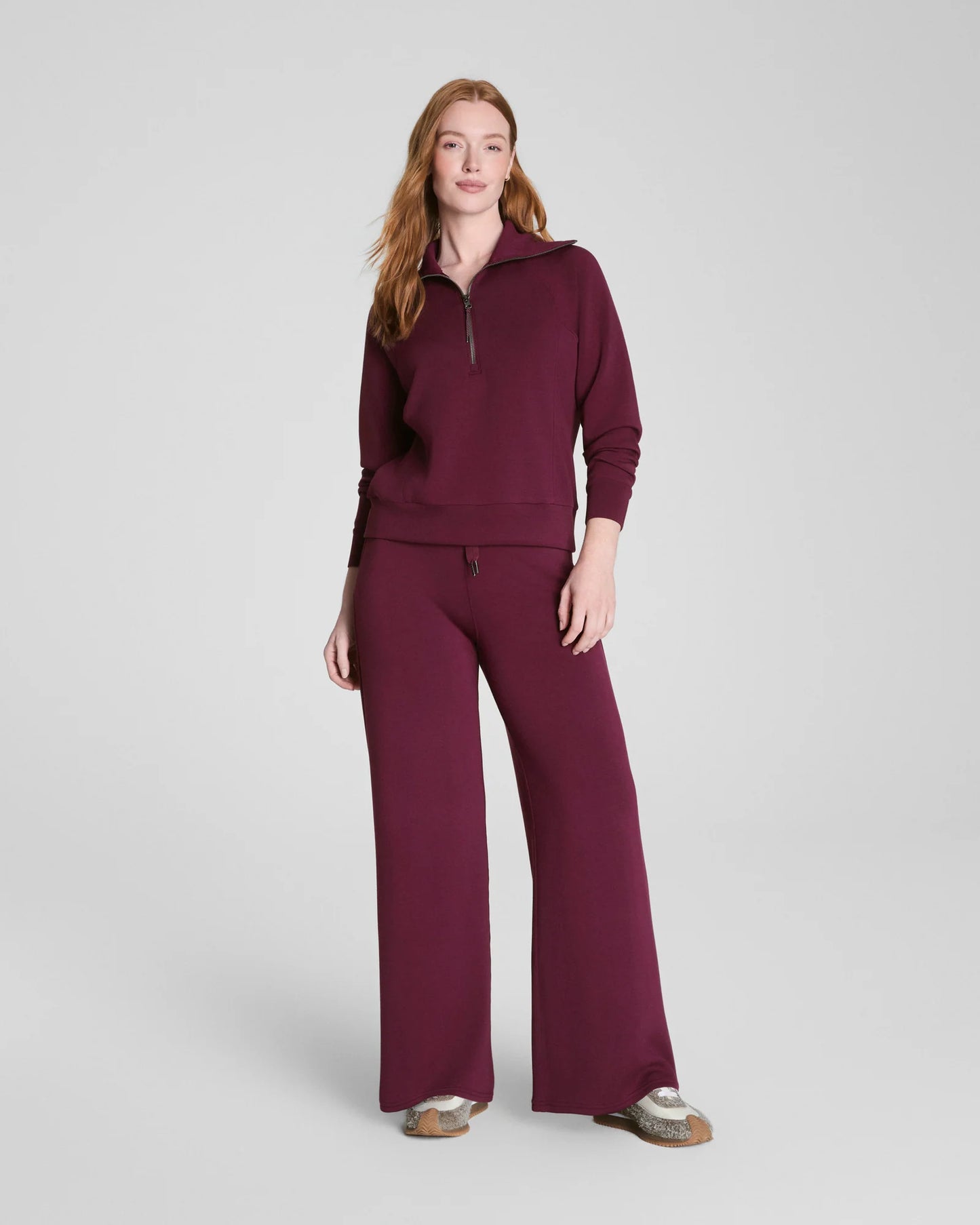 Spanx AirEssentials Half Zip Sweatshirt - Plum Berry