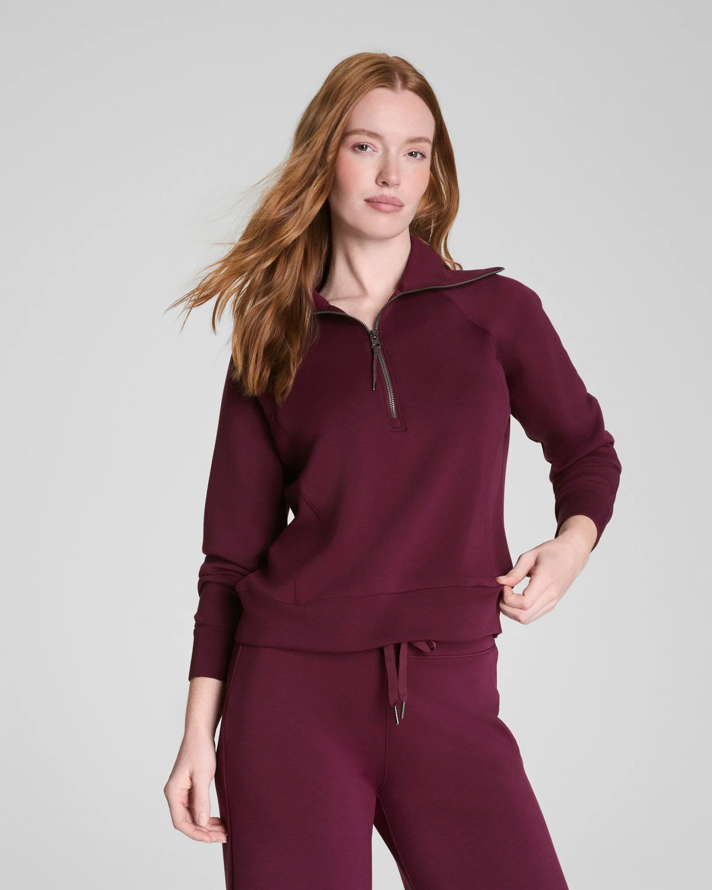 Spanx AirEssentials Half Zip Sweatshirt - Plum Berry