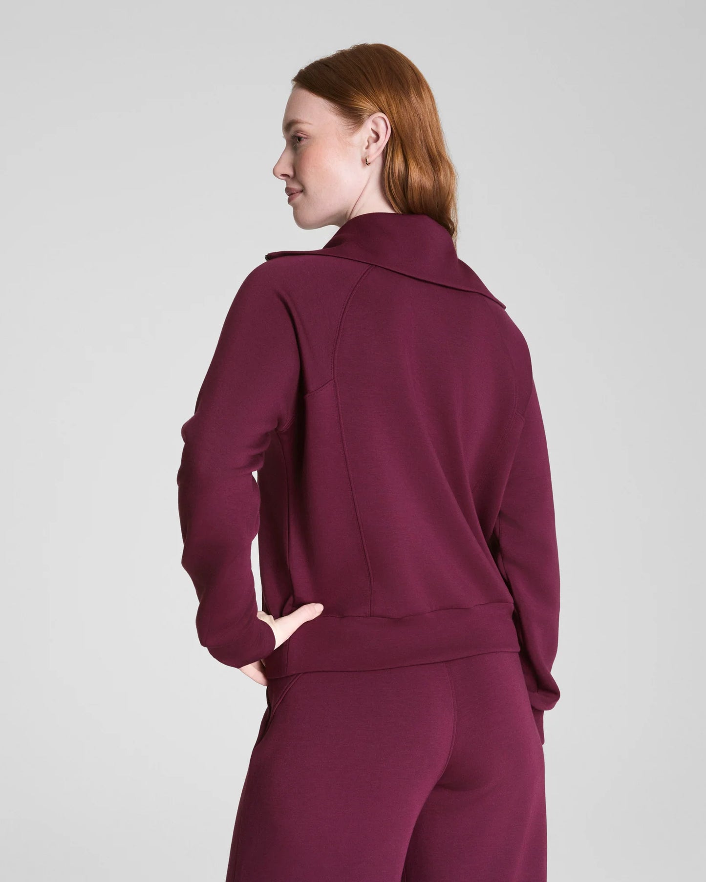 Spanx AirEssentials Half Zip Sweatshirt - Plum Berry