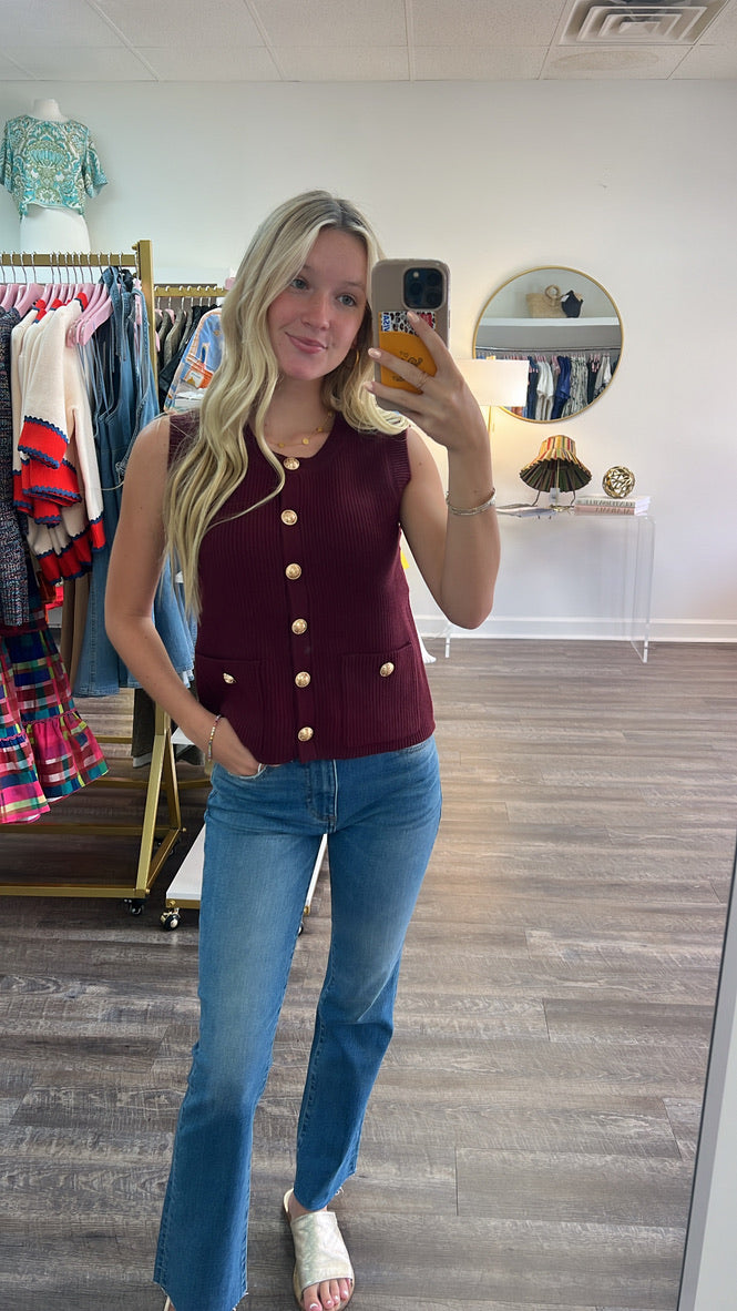 Aliya Sweater Vest - Wine