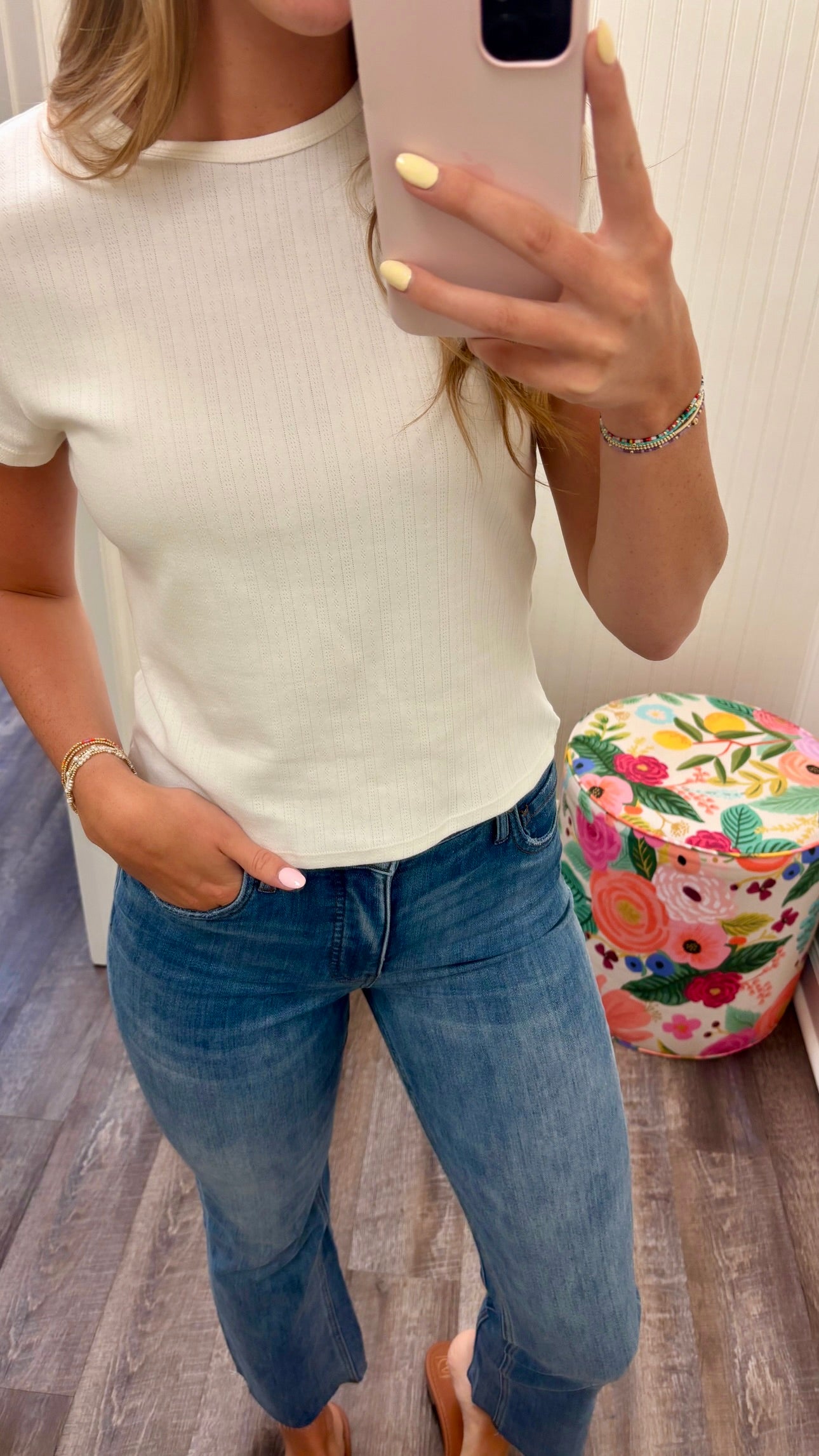Free People Wait A Minute Baby Tee Shirt - Oatmeal